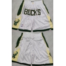 Men's Milwaukee Bucks White Shorts (Run Small)