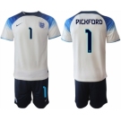 Mens England #1 Pickford White Home Soccer Jersey Suit