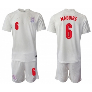 Mens England #6 Maguire White Home Soccer Jersey Suit