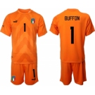 Men's Italy #1 Buffon Orange Goalkeeper Soccer Jersey Suit