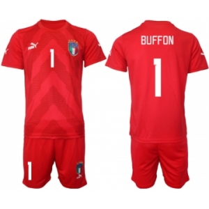 Mens Italy #1 Buffon Red Goalkeeper Soccer Jersey Suit