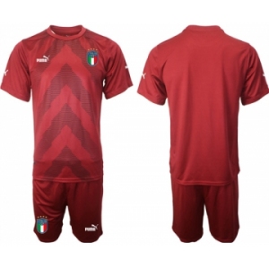 Mens Italy Blank Red Goalkeeper Soccer Jersey Suit