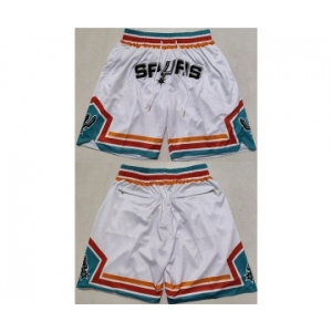 Men's San Antonio Spurs White Shorts (Run Smaller)
