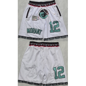 Men's Memphis Grizzlies #12 Ja Morant White 2025 Shorts