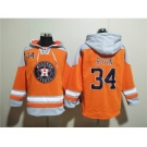 Men's Houston Astros #34 Nolan Ryan Orange Ageless Must-Have Lace-Up Pullover Hoodie