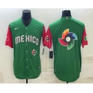 Men's Mexico Baseball 2023 Green World Big Logo With Patch Classic Stitched Jerseys