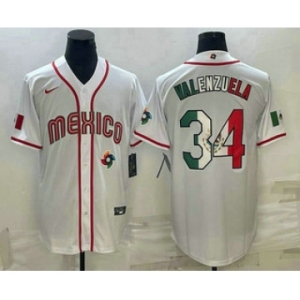Men's Mexico Baseball #34 Fernando Valenzuela 2023 White World Classic Stitched Jerseys