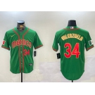 Men's Mexico Baseball #34 Fernando Valenzuela Number 2023 Green Gold World Classic Stitched Jersey