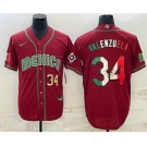 Men's Mexico Baseball #34 Fernando Valenzuela Number 2023 Red Blue World Baseball Classic Stitched Jersey3