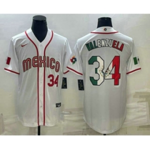 Men's Mexico Baseball #34 Fernando Valenzuela Number 2023 White World Classic Stitched Jersey1