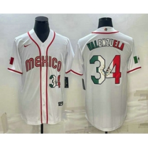 Mens Mexico Baseball #34 Fernando Valenzuela Number 2023 White World Classic Stitched Jersey