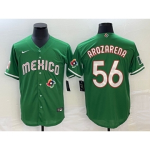 Men's Mexico Baseball #56 Randy Arozarena 2023 Green World Classic Stitched Jersey1