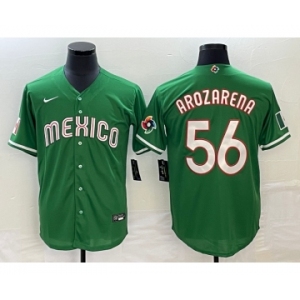 Men's Mexico Baseball #56 Randy Arozarena 2023 Green World Classic Stitched Jersey