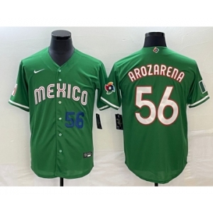 Men's Mexico Baseball #56 Randy Arozarena Number 2023 Green World Classic Stitched Jersey