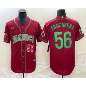 Men's Mexico Baseball #56 Randy Arozarena Number 2023 Red World Classic Stitched Jersey11
