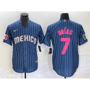 Men's Mexico Baseball #7 Julio Urías 2023 Navy World Baseball Classic Stitched Jersey1
