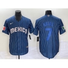 Men's Mexico Baseball #7 Julio Urías 2023 Navy World Baseball Classic Stitched Jersey2