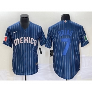 Men's Mexico Baseball #7 Julio Urías 2023 Navy World Baseball Classic Stitched Jersey2