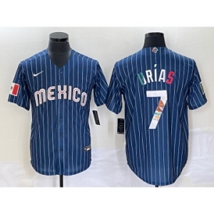 Men's Mexico Baseball #7 Julio Urías 2023 Navy World Baseball Classic Stitched Jersey4