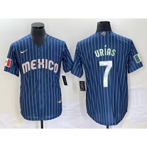 Men's Mexico Baseball #7 Julio Urías 2023 Navy World Baseball Classic Stitched Jersey5