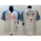 Men's Mexico Baseball #7 Julio Urías 2023 White Blue World Baseball Classic With Patch Stitched Jersey