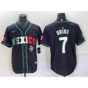 Men's Mexico Baseball #7 Julio Urias 2023 Black White World Classic Stitched Jersey 1
