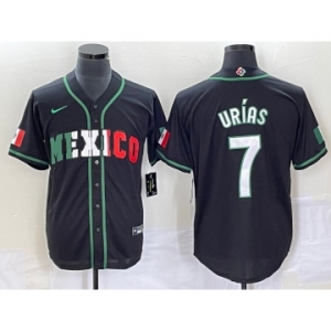 Men's Mexico Baseball #7 Julio Urias 2023 Black White World Classic Stitched Jersey