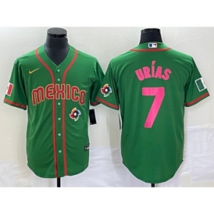 Men's Mexico Baseball #7 Julio Urias 2023 Green World Classic Stitched Jersey2