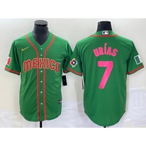 Men's Mexico Baseball #7 Julio Urias 2023 Green World Classic Stitched Jersey3