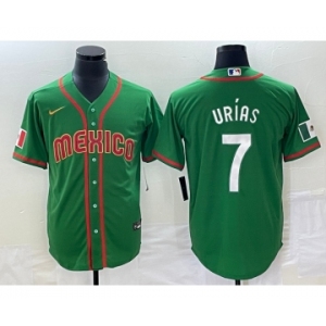 Men's Mexico Baseball #7 Julio Urias 2023 Green World Classic Stitched Jersey