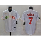 Men's Mexico Baseball #7 Julio Urias 2023 White World Classic Stitched Jersey