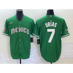 Men's Mexico Baseball #7 Julio Urias Green 2023 World Baseball Classic Stitched Jersey1