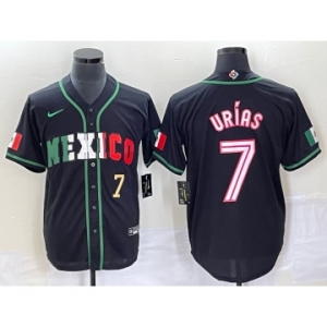 Men's Mexico Baseball #7 Julio Urias Number 2023 Black White World Classic Stitched Jersey2