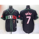 Men's Mexico Baseball #7 Julio Urias Number 2023 Black White World Classic Stitched Jersey3