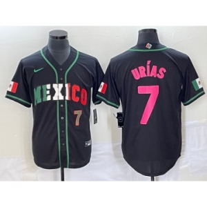 Men's Mexico Baseball #7 Julio Urias Number 2023 Black World Baseball Classic Stitched Jersey2