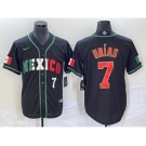 Men's Mexico Baseball #7 Julio Urias Number 2023 Black World Baseball Classic Stitched Jersey8