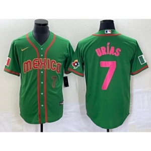 Men's Mexico Baseball #7 Julio Urias Number 2023 Green World Classic Stitched Jersey10