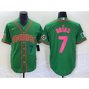 Men's Mexico Baseball #7 Julio Urias Number 2023 Green World Classic Stitched Jersey11