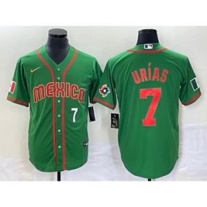 Men's Mexico Baseball #7 Julio Urias Number 2023 Green World Classic Stitched Jersey13