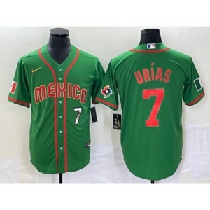 Men's Mexico Baseball #7 Julio Urias Number 2023 Green World Classic Stitched Jersey14