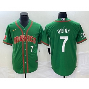 Men's Mexico Baseball #7 Julio Urias Number 2023 Green World Classic Stitched Jersey1