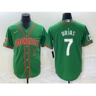 Men's Mexico Baseball #7 Julio Urias Number 2023 Green World Classic Stitched Jersey3