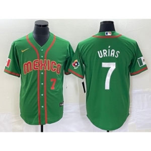 Men's Mexico Baseball #7 Julio Urias Number 2023 Green World Classic Stitched Jersey5