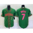 Men's Mexico Baseball #7 Julio Urias Number 2023 Green World Classic Stitched Jersey6