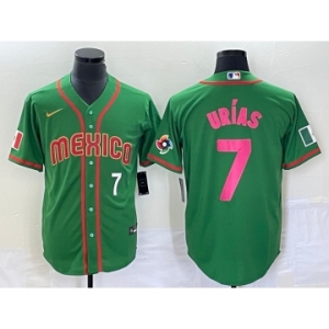 Men's Mexico Baseball #7 Julio Urias Number 2023 Green World Classic Stitched Jersey8