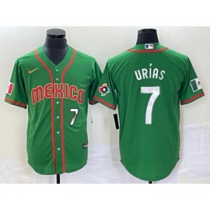 Men's Mexico Baseball #7 Julio Urias Number 2023 Green World Classic Stitched Jersey
