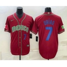 Men's Mexico Baseball #7 Julio Urias Number 2023 Red Blue World Baseball Classic Stitched Jersey