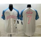Men's Mexico Baseball #7 Julio Urias Number 2023 White Blue World Classic Stitched Jersey5
