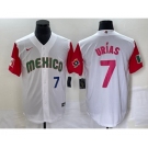 Men's Mexico Baseball #7 Julio Urias Number 2023 White Red World Classic Stitched Jersey 28