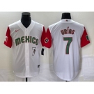 Men's Mexico Baseball #7 Julio Urias Number 2023 White Red World Classic Stitched Jersey 48